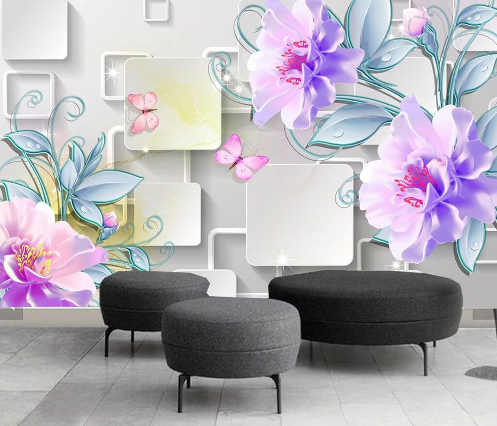 Wallpaper with flowers and butterflies u47593pig1m - Wallpaper with flowers and butterflies - tegory