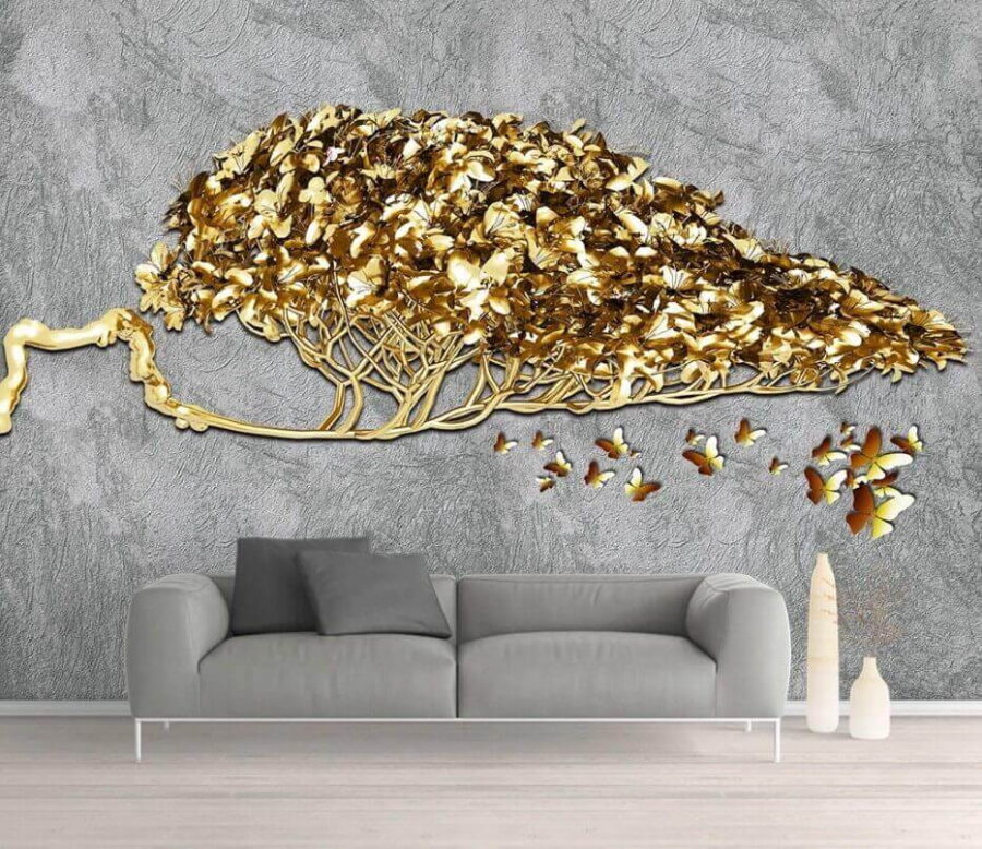 Tree with butterflies flying out of it