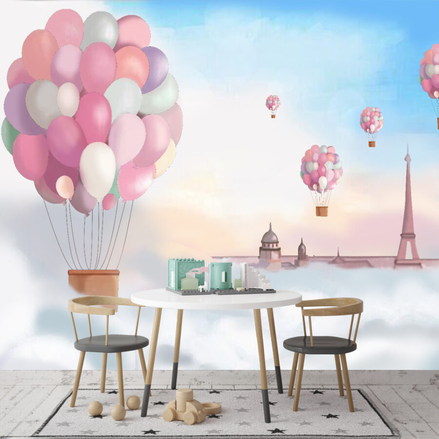 Wall murals Group of balloons floating in the sky - Image 2