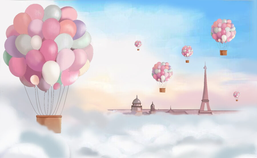 Wall murals Group of balloons floating in the sky - Image 3
