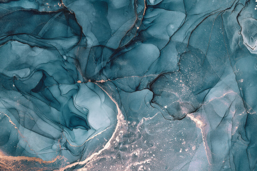 Abstract fluid art in cool tones.