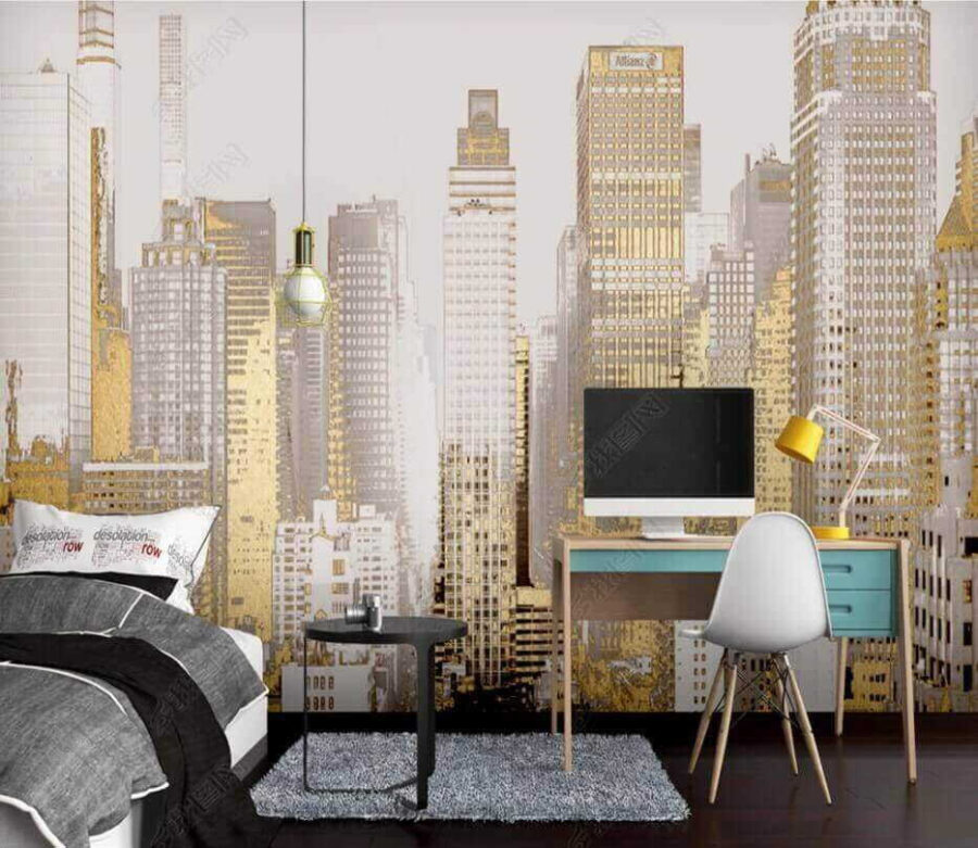 A city skyline with many tall buildings A city skyline with many tall buildings