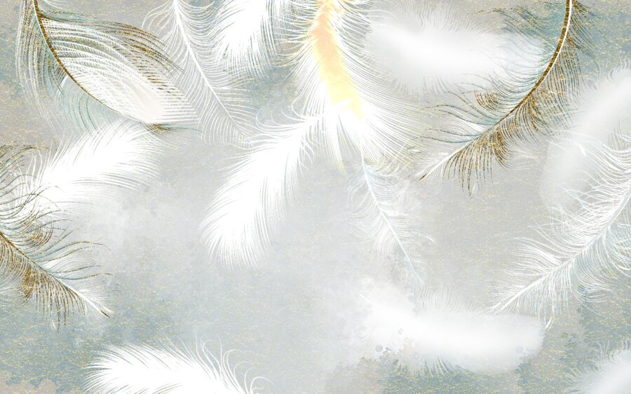 White feathers in the sky