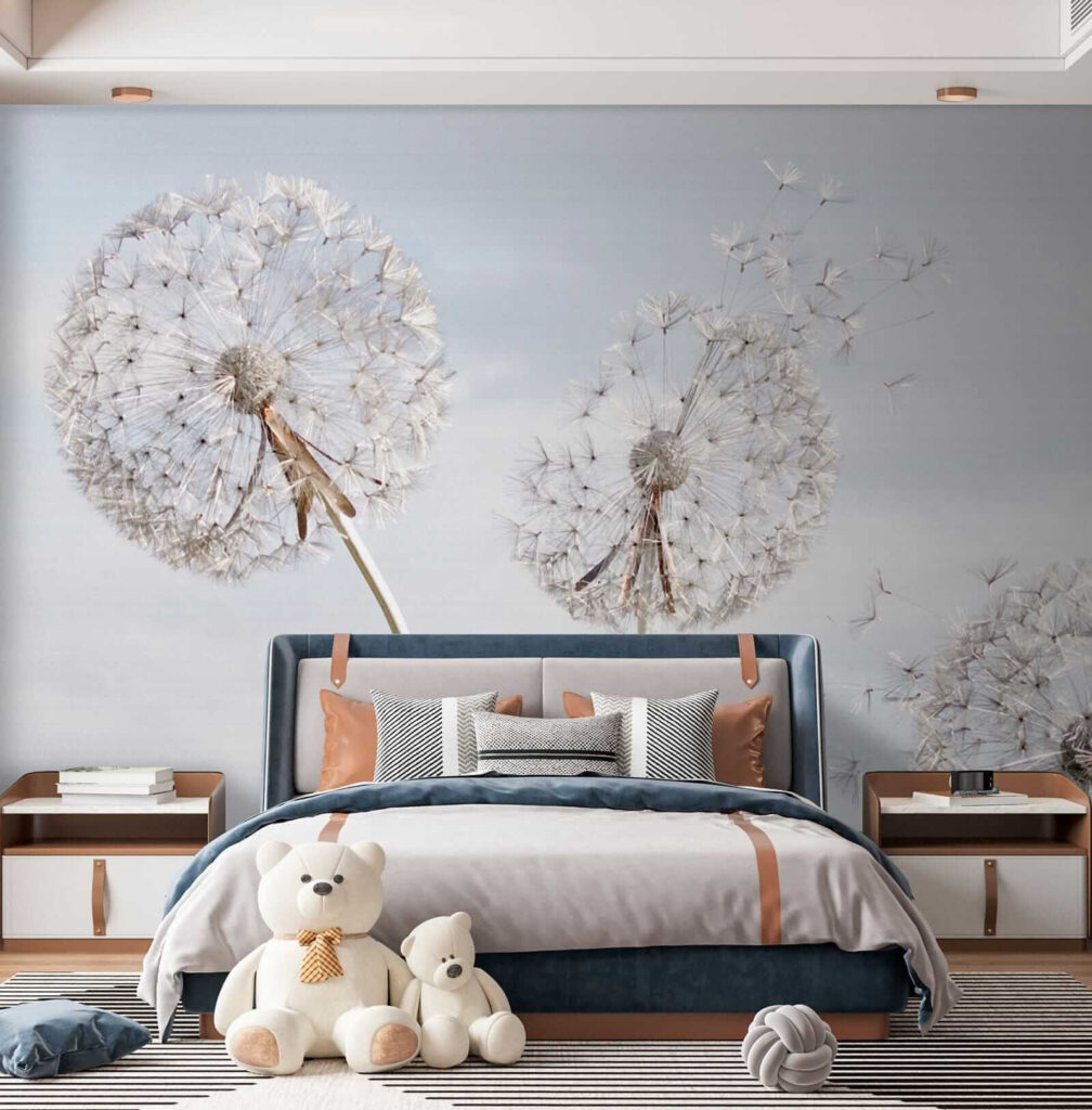 Group of dandelions with seeds