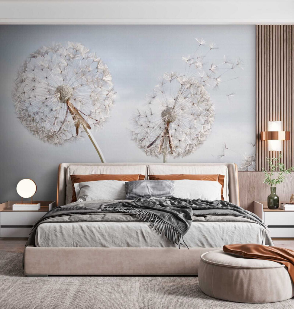 Group of dandelions with seeds