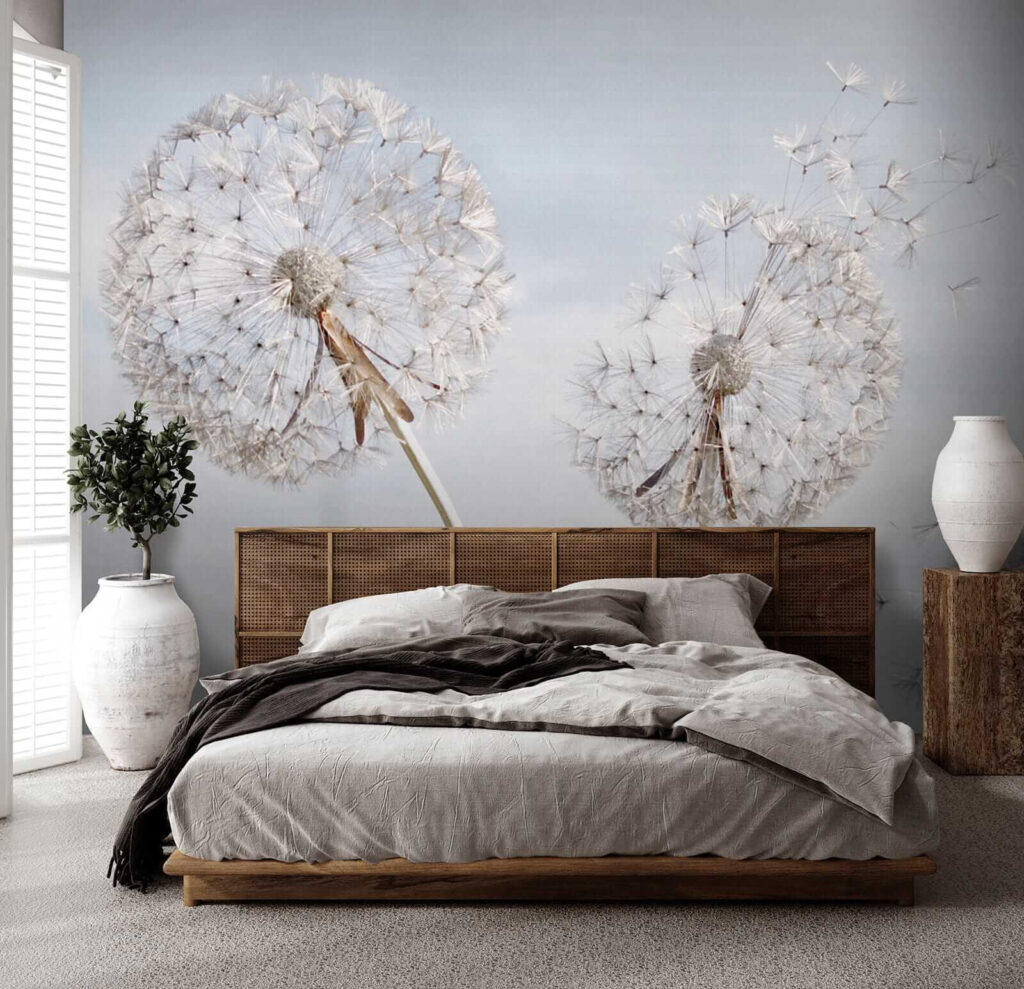 Group of dandelions with seeds