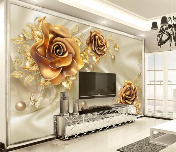 Wall murals Elegant roses with delicate butterflies (SKU: u44446) Wall murals Wall murals Elegant roses with delicate butterflies (SKU: u44446)