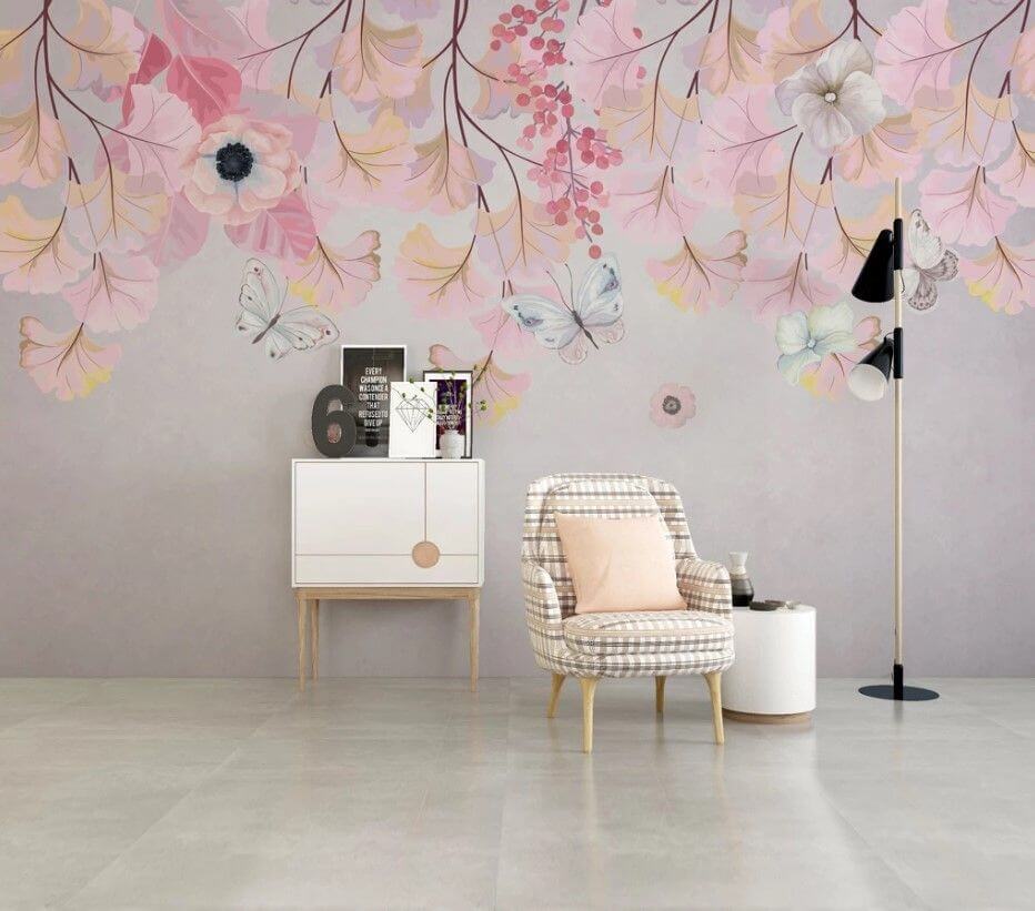 Painting of flowers and butterflies u44222pig1m - Painting of flowers and butterflies