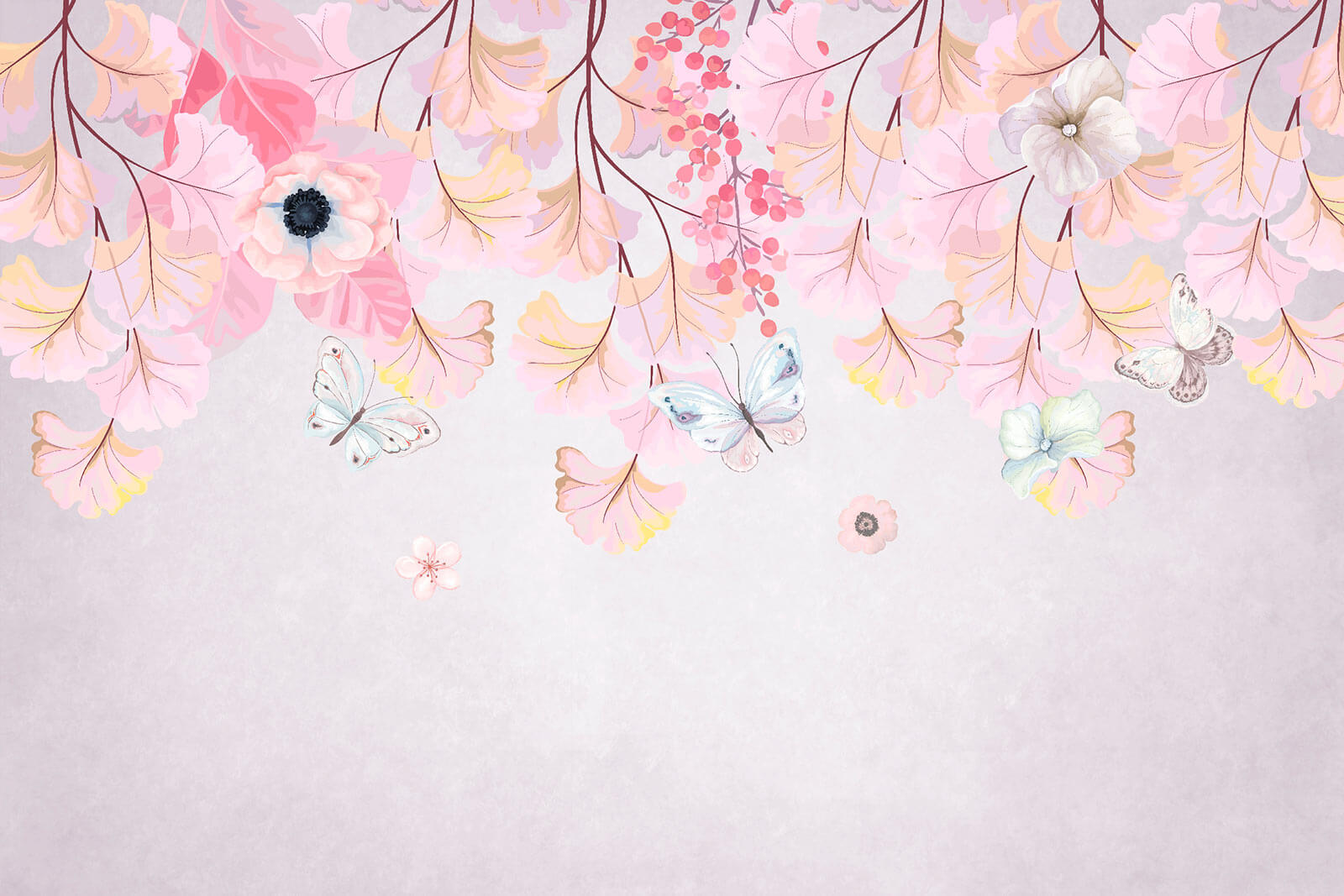 Painting of flowers and butterflies u44222p - Painting of flowers and butterflies