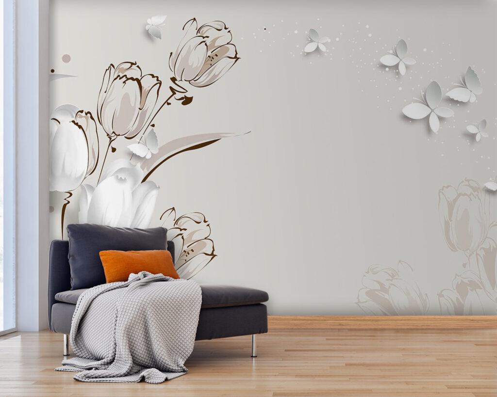 White tulips and butterflies u42642pig25 1024x819 - White tulips and butterflies - tegory