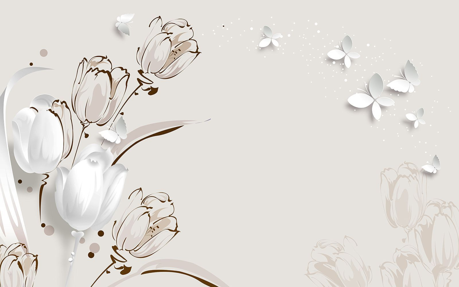 White tulips and butterflies u42642p - White tulips and butterflies - tegory