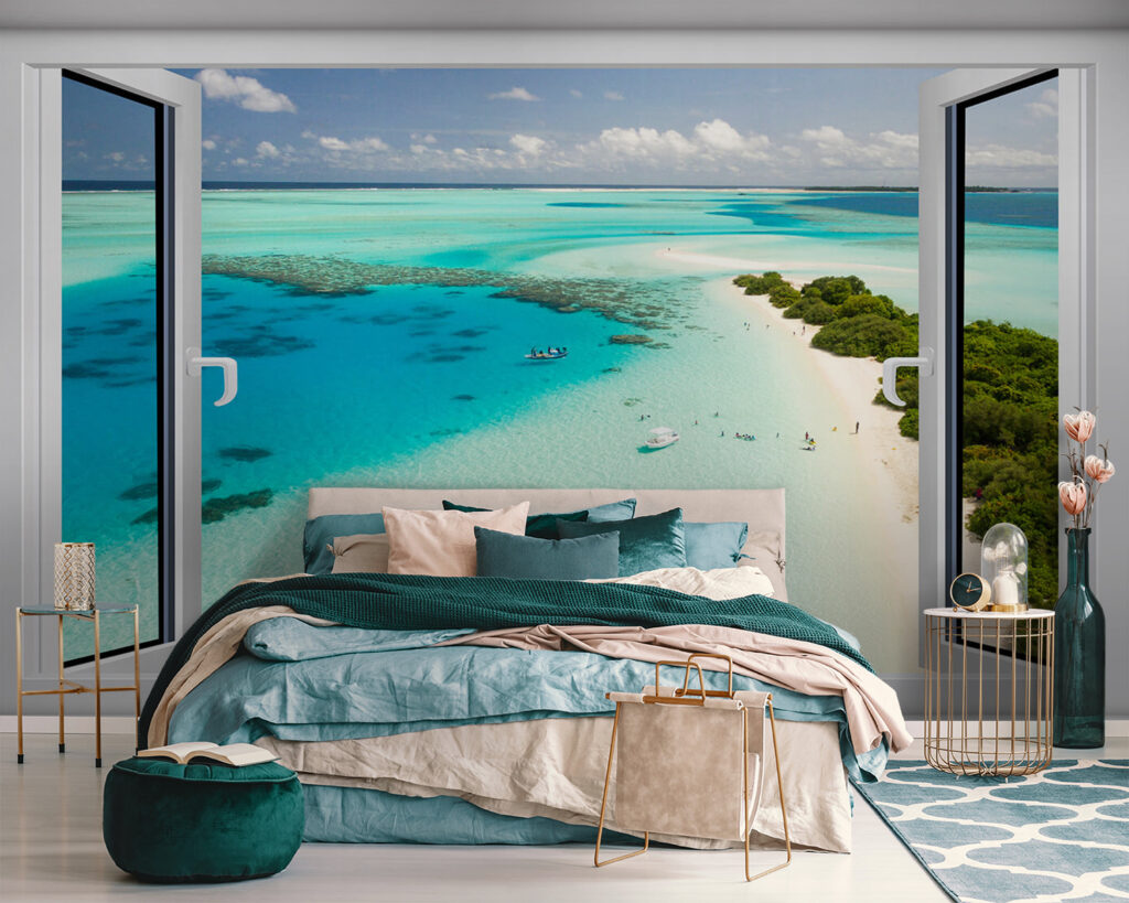 View of a beach from a window