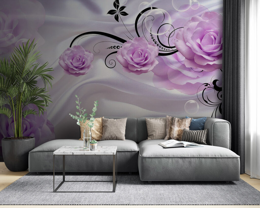 Purple flowers on a white cloth