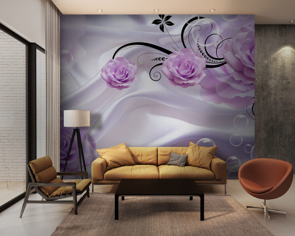 Purple flowers on a white cloth