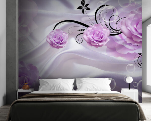 Purple flowers on a white cloth Purple flowers on a white cloth