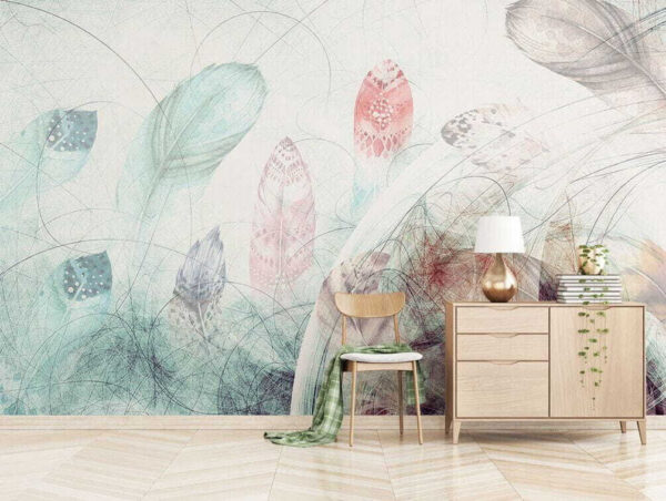 Abstract feathers in soft pastel hues. Abstract feathers in soft pastel hues.