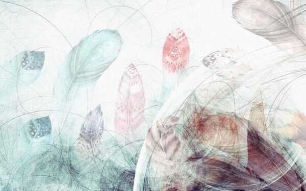 Abstract feathers in soft pastel hues. Abstract feathers in soft pastel hues.