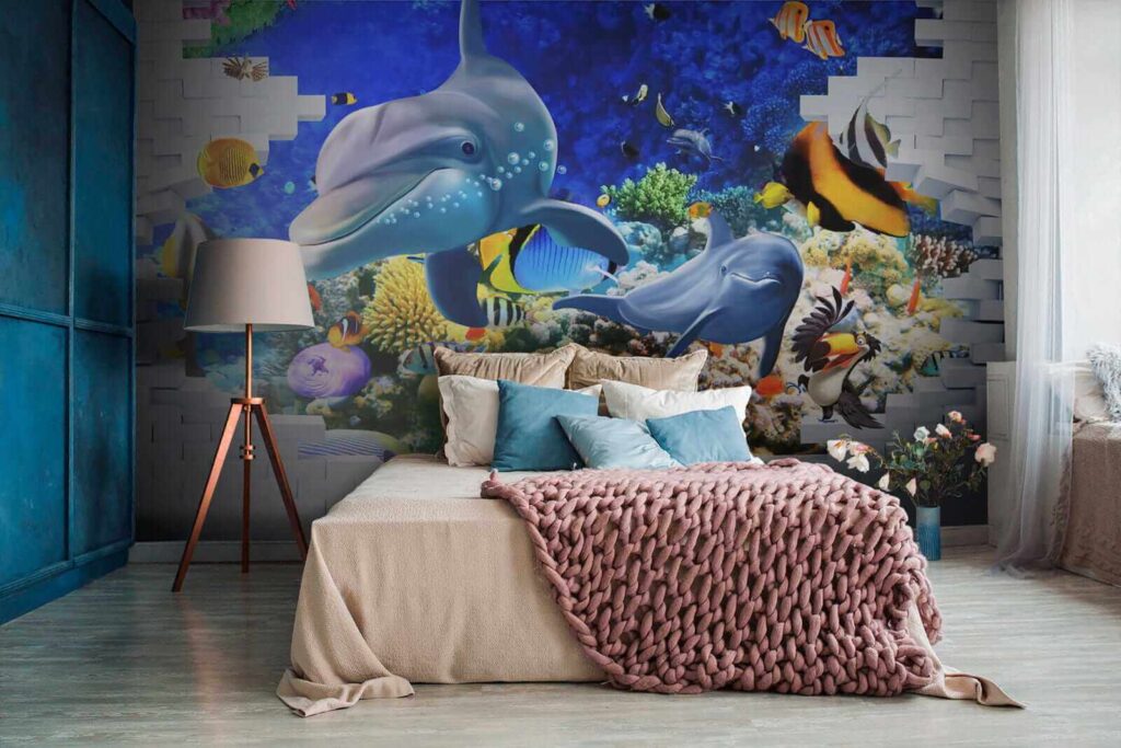 Mural of a fish and dolphins u40459pib2 1024x683 - Mural of a fish and dolphins - tegory