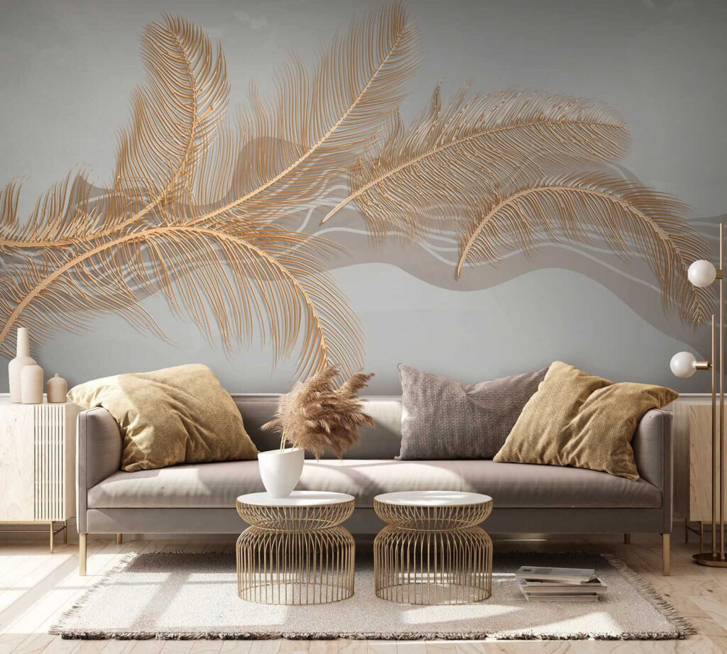 Elegant metallic feather illustration