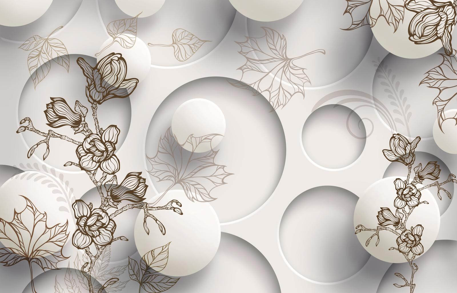 Wallpaper with circles and flowers u40267p - Wallpaper with circles and flowers - tegory