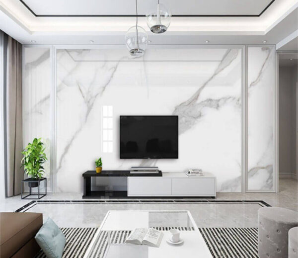 White marble surface with black veins White marble surface with black veins