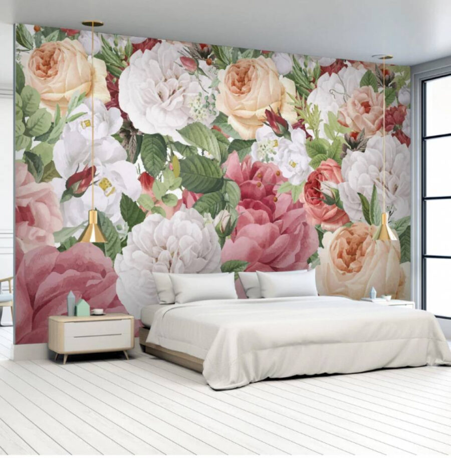 Lush flowers in soft pastel hues