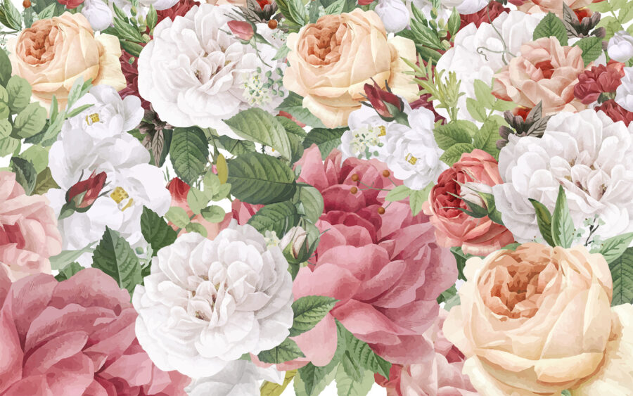 Lush flowers in soft pastel hues