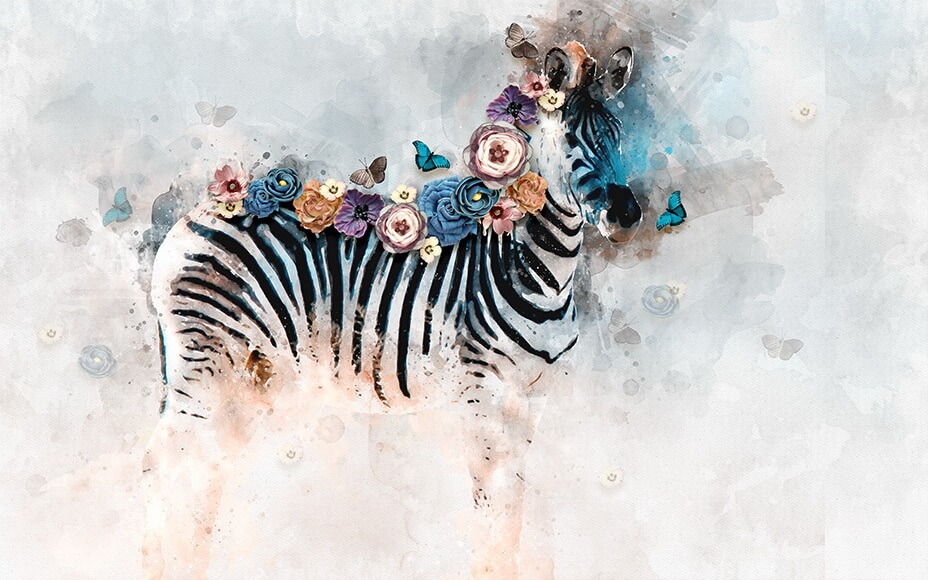 Zebra with flowers on its head Zebra with flowers on its head