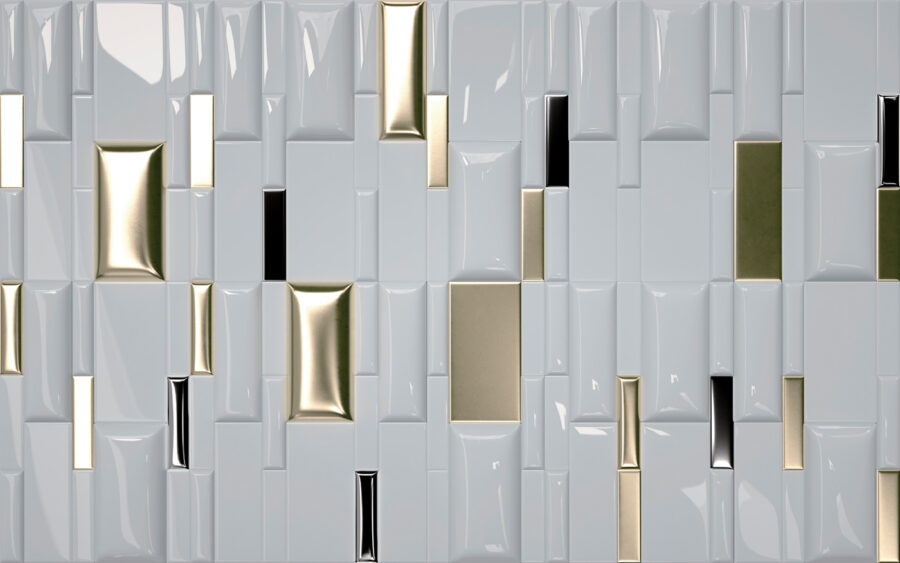 White and gold tile