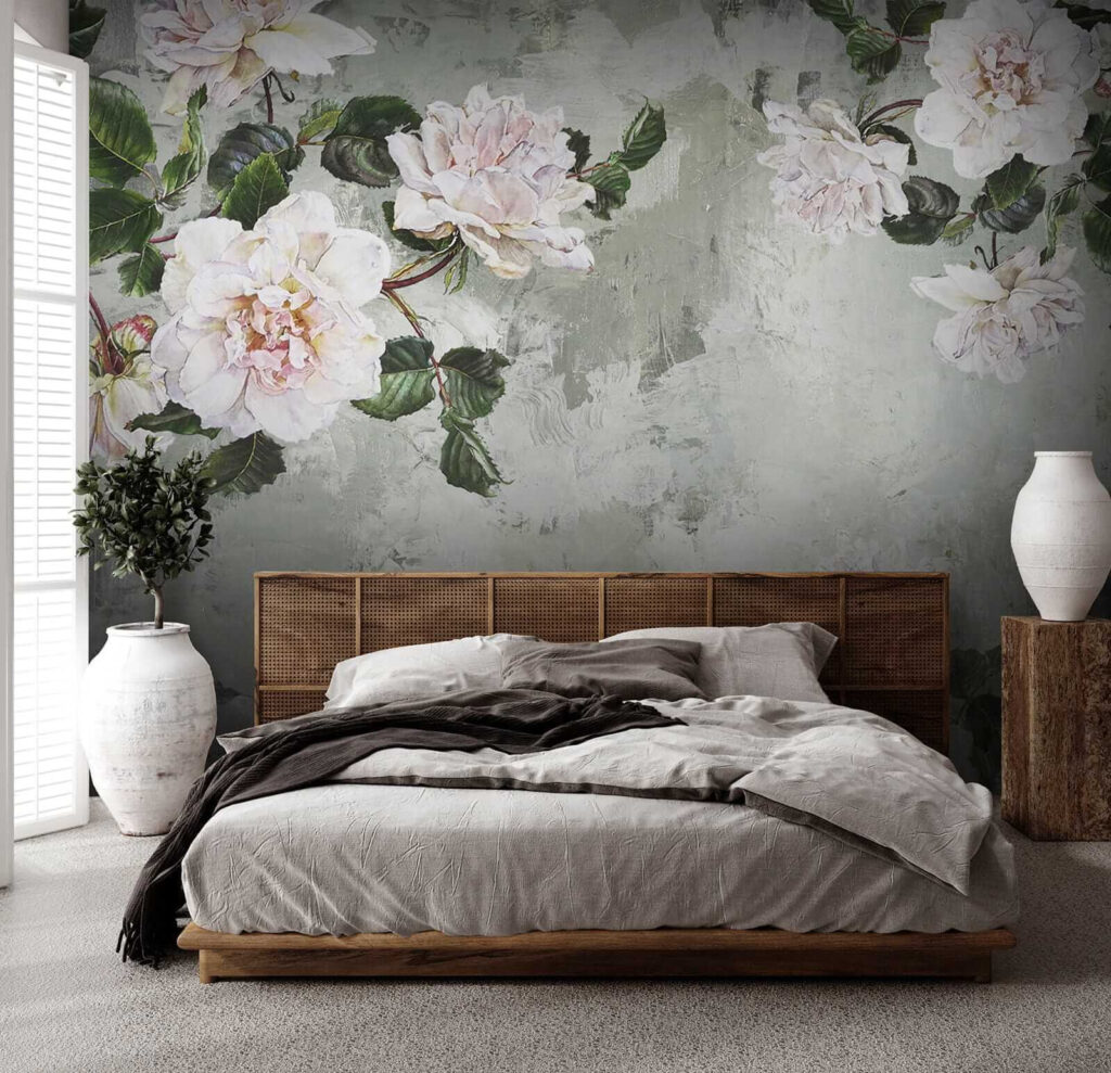 Painting of flowers on a wall