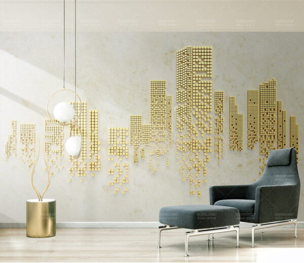 City skyline made out of small squares City skyline made out of small squares