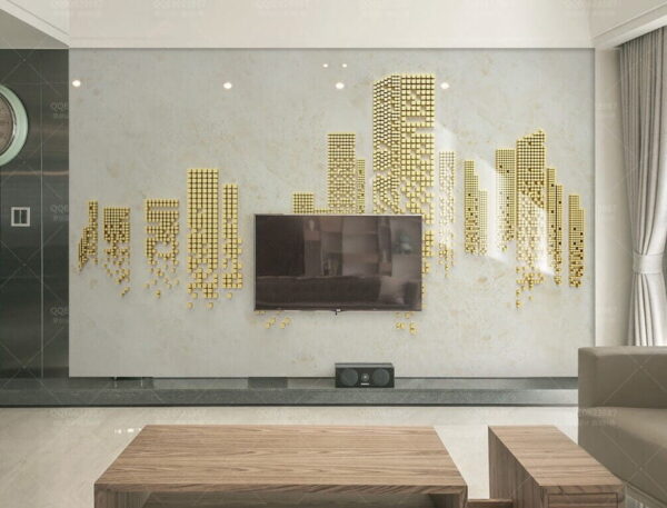 City skyline made out of small squares City skyline made out of small squares