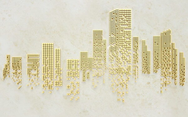 City skyline made out of small squares City skyline made out of small squares