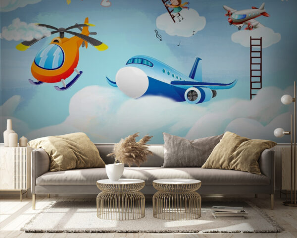 Cartoon planes in the sky Wall murals Cartoon planes in the sky