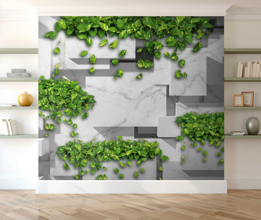 Wall with green leaves Wall with green leaves