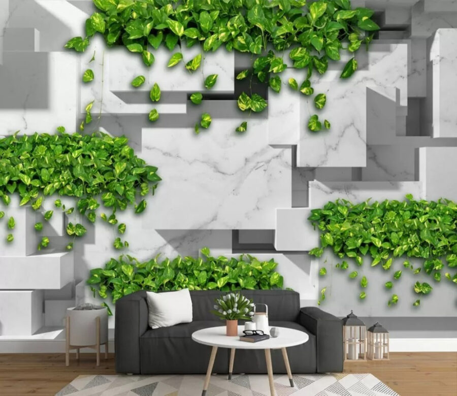 Wall with green leaves Wall with green leaves