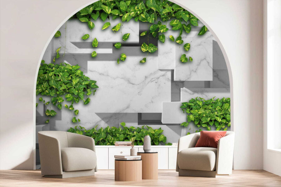 Wall with green leaves Wall with green leaves