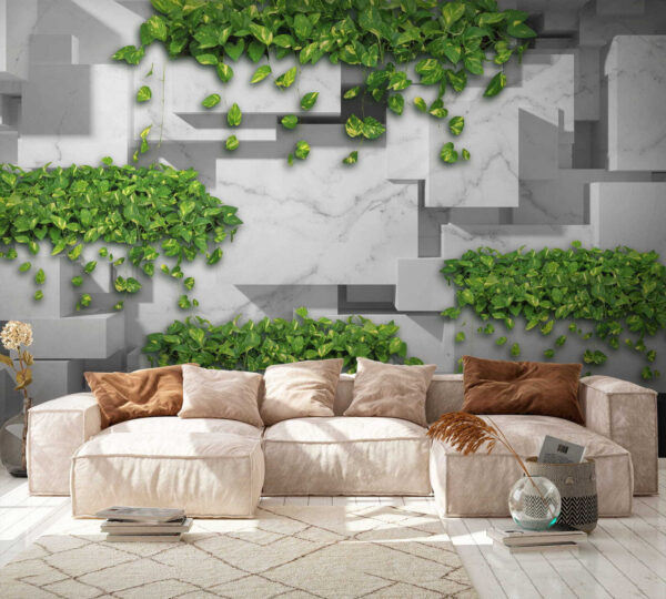 Wall with green leaves Wall with green leaves