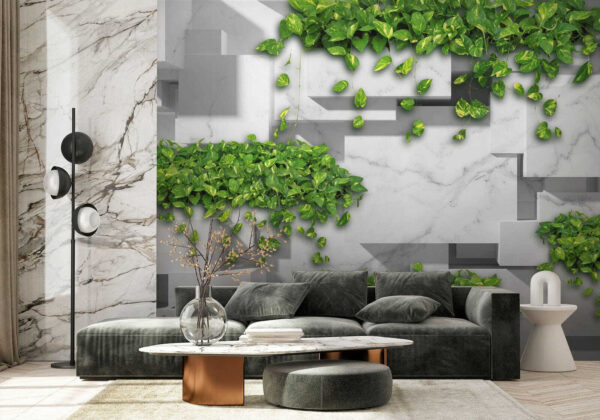Wall with green leaves Wall with green leaves