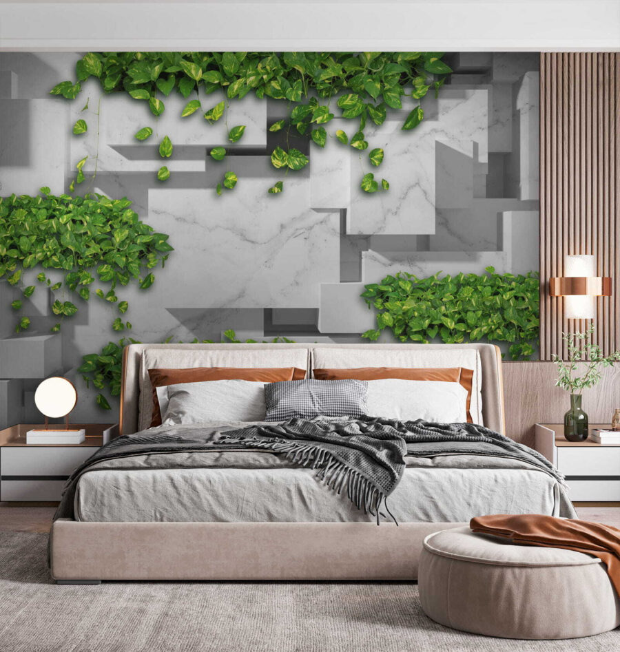 Wall with green leaves Wall with green leaves