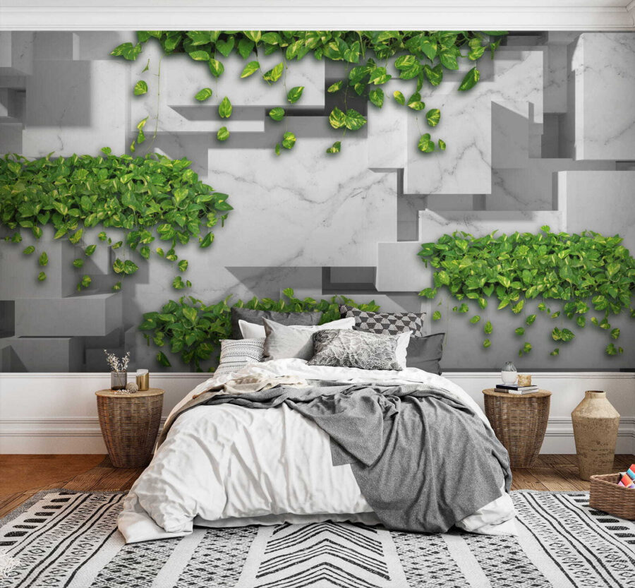 Wall with green leaves Wall with green leaves