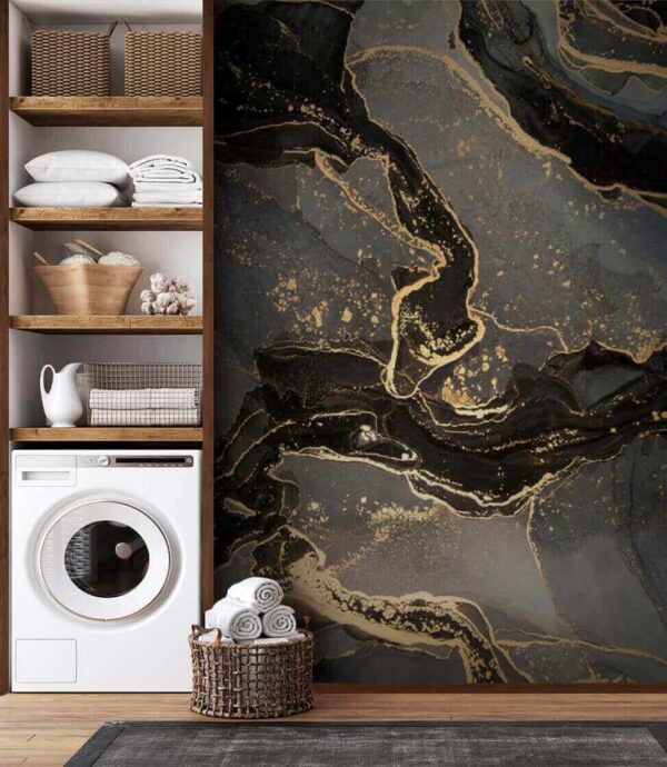 Black and gold marbled surface