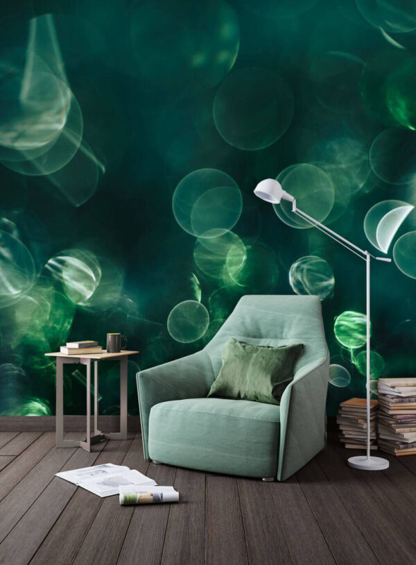 Blurry image of green and white circles Blurry image of green and white circles