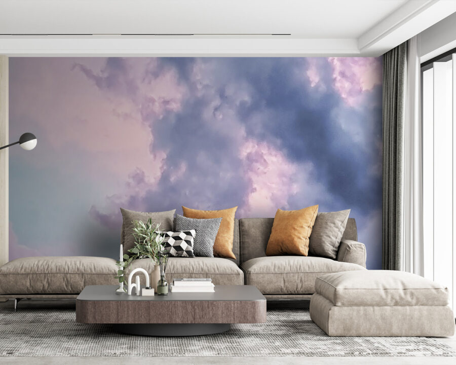 Wall murals Cloudy sky with pink and blue clouds - Image 2