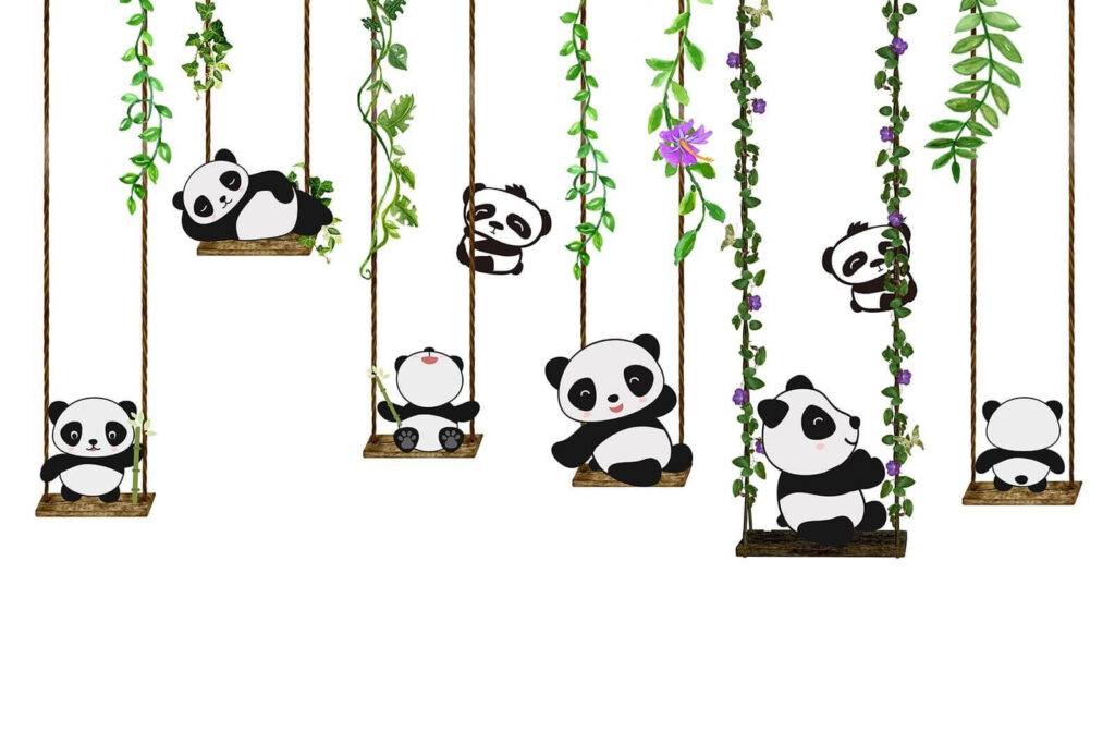 Group of pandas on swings u32772p 1024x683 - Group of pandas on swings - tegory