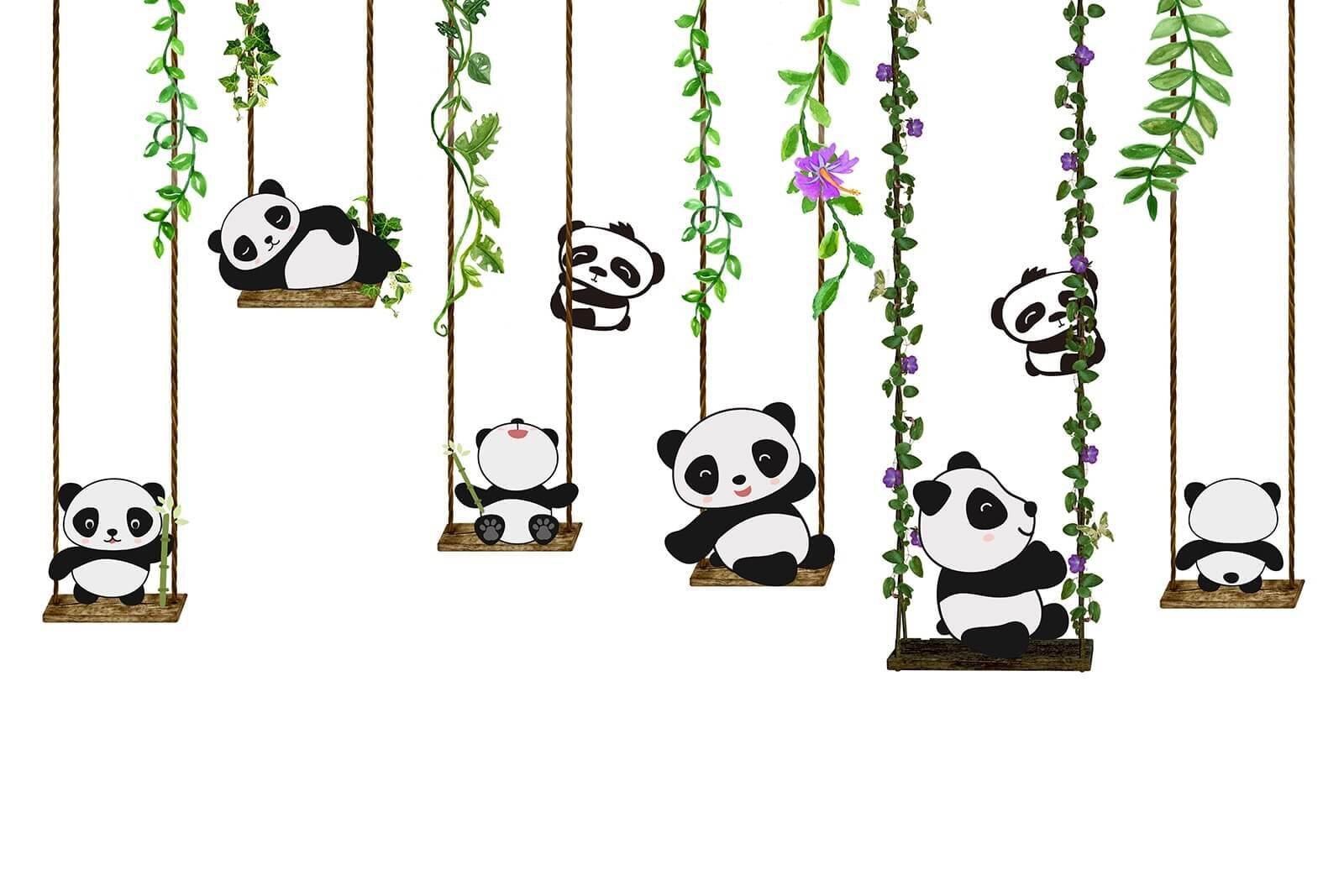 Group of pandas on swings u32772p - Group of pandas on swings - tegory