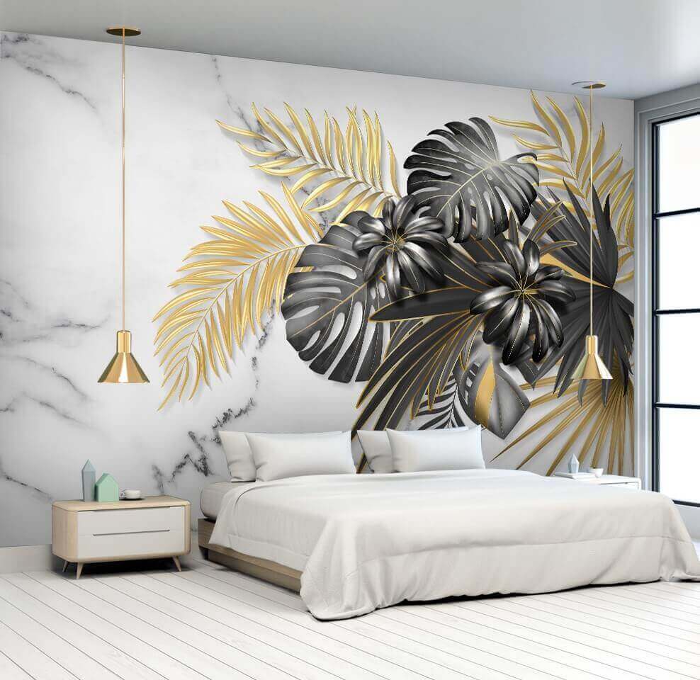 Elegant foliage on a marble backdrop u32610pib1 - Elegant foliage on a marble backdrop - tegory