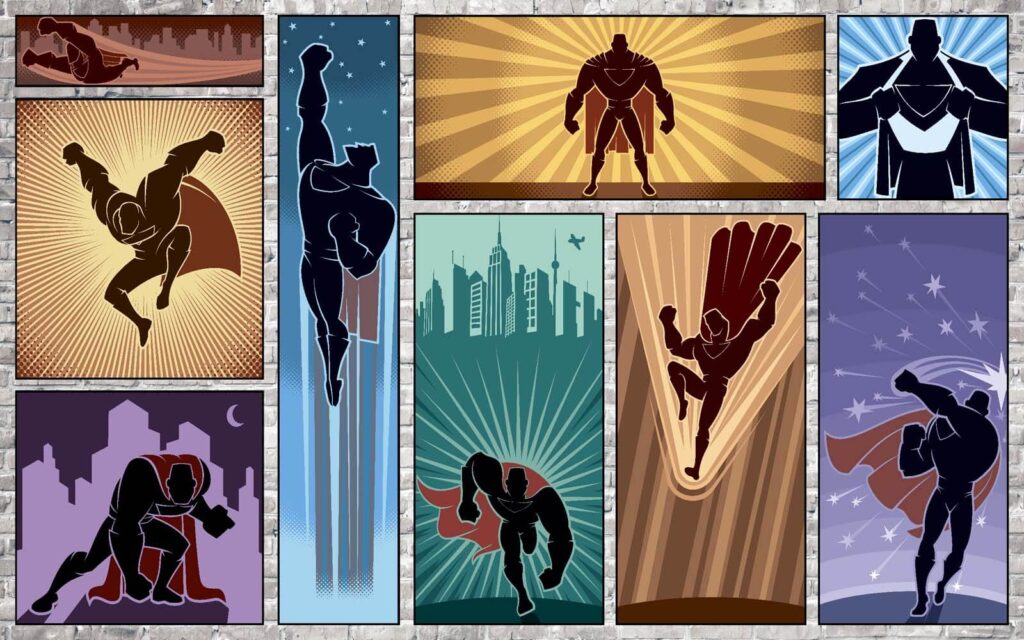 Collection of superhero posters Collection of superhero posters