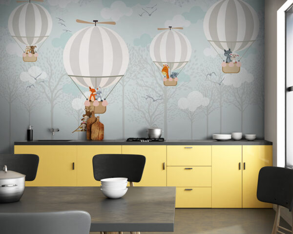 Group of hot air balloons with animals on them Group of hot air balloons with animals on them