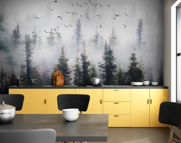 Birds flying in the sky over trees Birds flying in the sky over trees